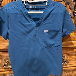 Figs SET Classic Blue “Deep Reef” V-Neck Scrub TOP & BOTTOMS